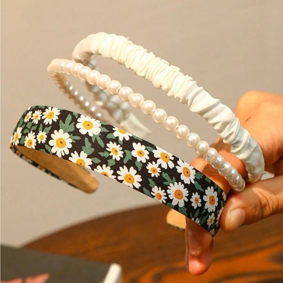 Accessories - ⚠️Clearance 3pcs Floral & Pearl Cute Headband For Daily Use Or Face Routine